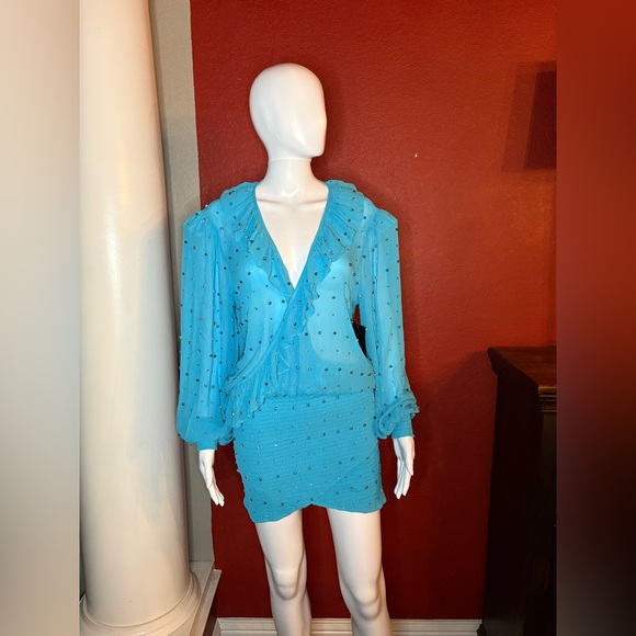 NWT Retrofête- The Lennon Dress in Color Blue Atoll. Size M - Picture 5 of 12